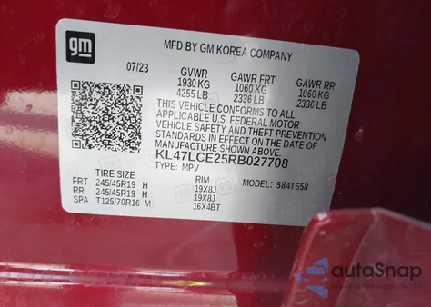 2024 Buick Envista Avenir from USA, damaged, VIN KL47LCE25RB027708